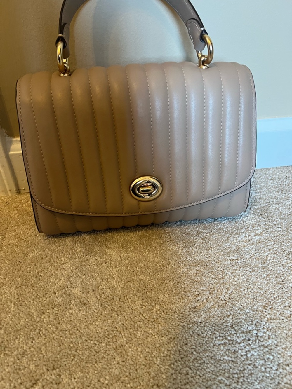 Coach Tilly Quilted Top-Handle Shoulder Bag in Taupe